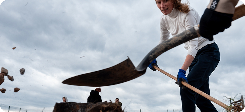 Person with a shovel